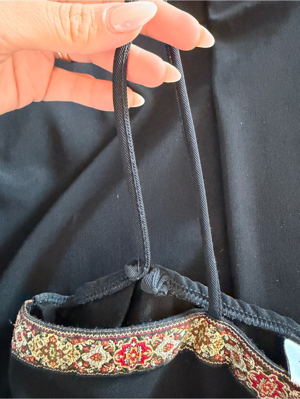 Ricki's - Vintage Black Midi Dress with Embellished Neckline - Picture 8 of 10